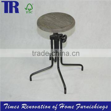 modern stool,wooden stool ,vintage industrial furniture stool with original cast-iron collars