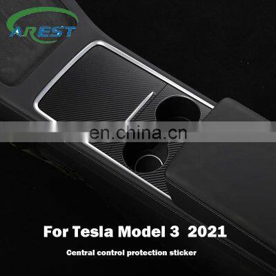 TEFUN Car Center Control Panel Protective Patch for Tesla Model 3 2021 Model Y Carbon Fibre Car Sticker Interior Accessories