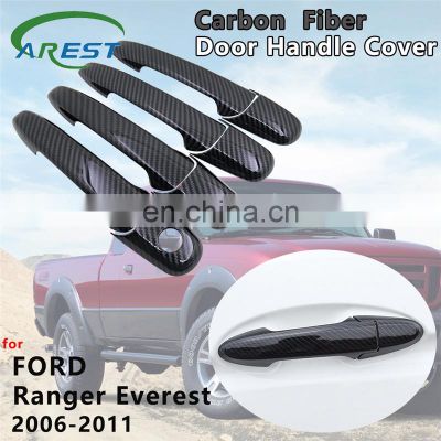 Gloss Black Carbon Fiber Door Handle Cover Catch Trim Car Cap Accessories for Ford Ranger Everest 2006 2007 2008 2009 2010 2011