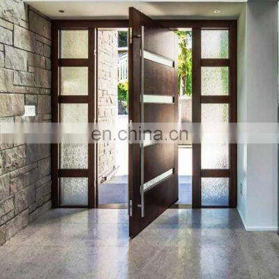 Solid Wood Hinge Doors Stainless Steel Exterior Entry Door Modern Design Pivot Door