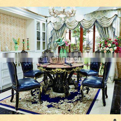 Modern luxury marble top wooden round dining table set 6/8 chairs