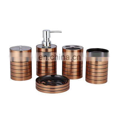 Popular new style  Gold bathroom accessory set stainless steel bathroom set with toilet brush holder waste bin