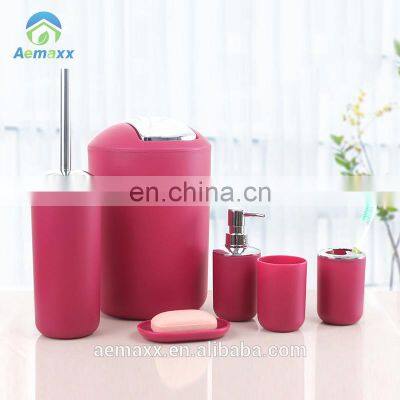 Hot Sell Plastic 6 Pieces Bathroom Set Black Color Bathroom Accessories photo-3