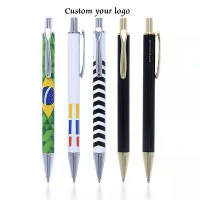 Twist actional hotel pen full color printed promotional metal ballpoint pen,click metal aluminum pen