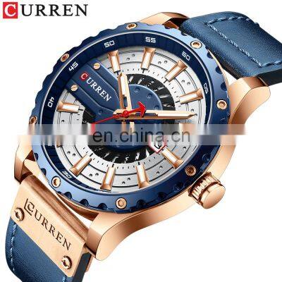 Curren 8374 Nice Quartz Watches for Men Analog Fashion Leather Unusual Custom Brand Watch photo-3