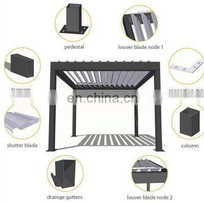 Modern Luxury Motorised Outdoor Garden Gazebo Roof Bioclimatic Outdoor Aluminium Louvre Pergola photo-2
