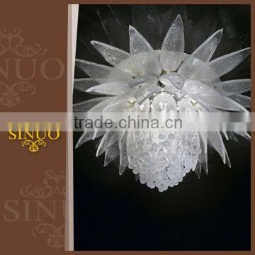 Luxury classic clear glass flower ceiling decoration