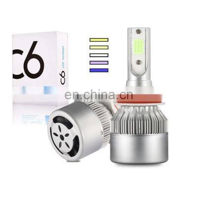 Factory Hot Sell Car Head Lights C6 H1 H3 H7 Cob Led H4 3800Lm Auto H1 Led Headlight Bulb For Car