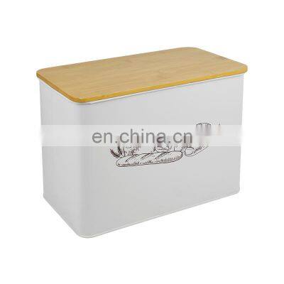 Large Stainless Steel Bread Box With Bamboo Cutting Board Lid For Kitchen Counter