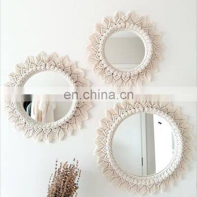 Cheap Wholesale Set Macrame Wall Mirror Soft Boho Bedroom Decor