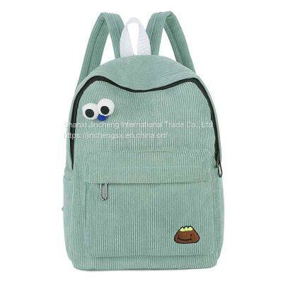 Corduroy School Backpack Bag Casual bags Kids Bagpack Children School Backpack