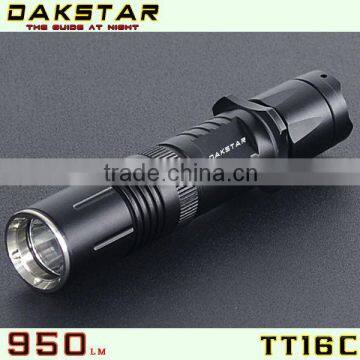 DAKSTAR TT16C 950LM CREE XML T6 18650 Superbright Emergency Aluminum Tactical LED Rechargeable Law Flashlight