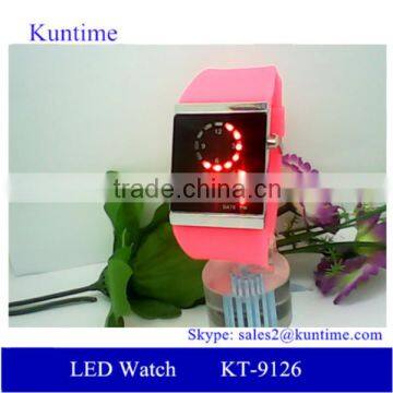 Environmental 12-hour/date display rectangular led digital watch