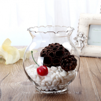 Factory Outlet Transparent Lace Fish Tank Aquarium Glass Round Clear Vase Mini Betta Fish Tank photo-4