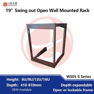 Factory Manufacturing 2post Wall Mount Open Frame Swing Out Network Racks 19