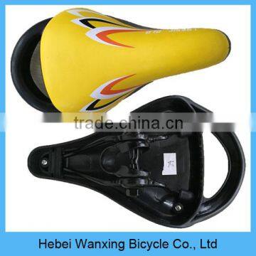 Yellow and black color leather bicycle saddle for children, children bicyclea saddle