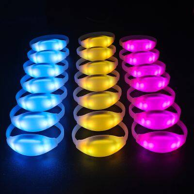 Custom LOGO 4 LED Lights Glow Wristband Light up LED Remote DMX Controlled Bracelets