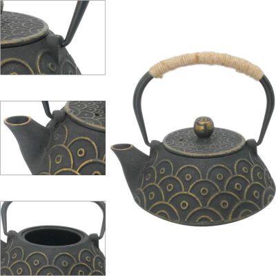 Chinese Classic Japanese Water Brewing Tea Pot Home Health Black 800ml Fish Scale Cast Iron Teapot With Filter photo-2