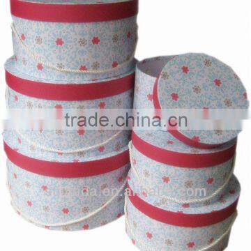 Round Paper Hat box set of 6 (Cord Handle)