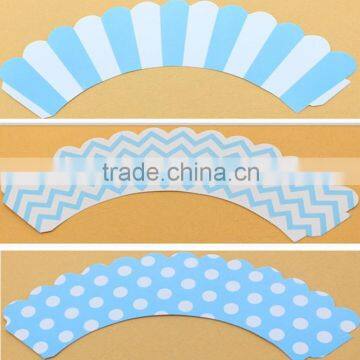 Blue Set Polka Dot Striped Chevron Cupcake Wrapper