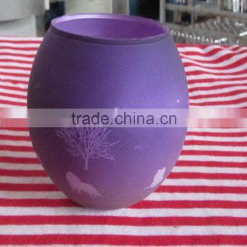 2016 ball shaped purple christmas design candle jars for christmas glass decoration