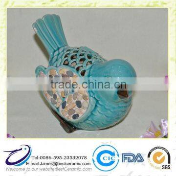 Blue Glazed Ceramic garden hollowed-out decorative Bird