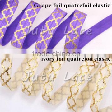 5/8'' Foil Quatrefoil Pattern elastic belt, 5/8" elastic ribbon baby girls skirt elastic ribbon