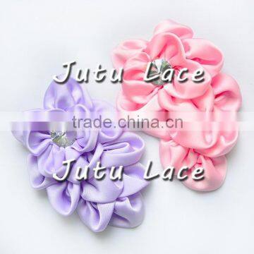 Satin Flowe with crystal centre- crystal rose flower - satin flower wholesale