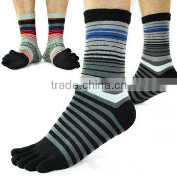 High quality winter five toe strip cotton lycra socks