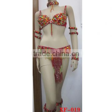 hottest red bra and belt salsa dance costumes (XF-019)