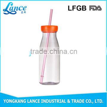 BPA Free Disposable printed logo plastic sports bottle with straw