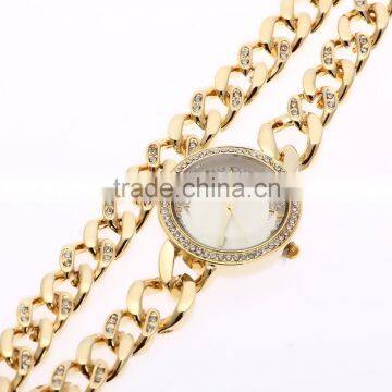 Women's Stainless Steel Band Rhinestone Luury Fashion Quartz Analog Wrist Watches Gold photo-3