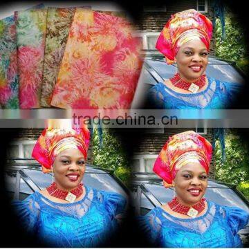 multi color African new sego Aso Oke 2016 New Arrival Gele Net Headtie