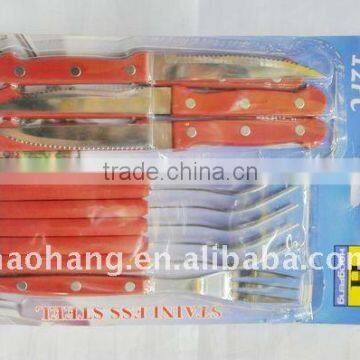 forks and knives set 12pcs with orange handle