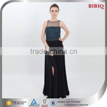 Elegant Sequin Dresses Custom Made Chiffon Sleeveless Side Split