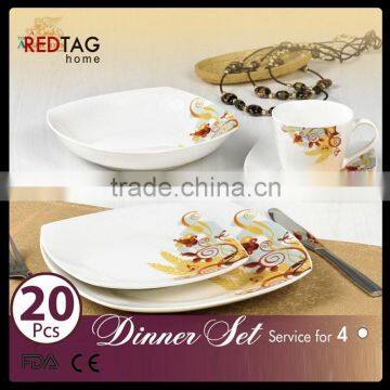 20pcs decal square new bone china dinner set