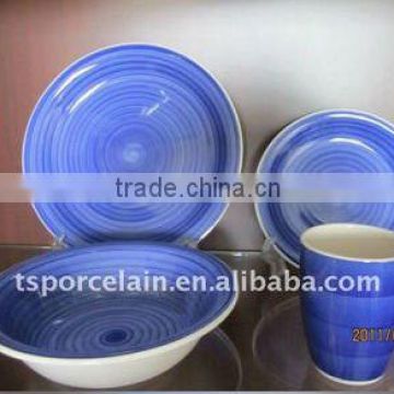 16pcs hand printed stoneware dinner set