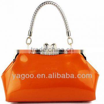 Vivid Patent Leather Tote Bag Shiny Frame Bag photo-3
