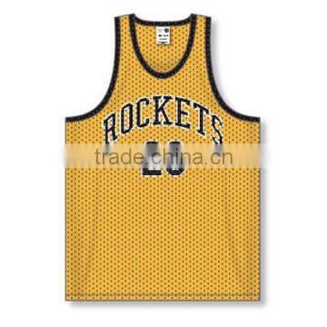 100% Polyester Mesh Custom Crew Neck Sleeveless Rockets Basketball Jersey / Shirt