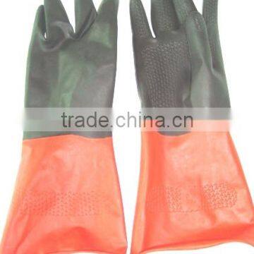 Rubber Glove Black and red color chemical resistant industrial latex rubber work gloves household gloves