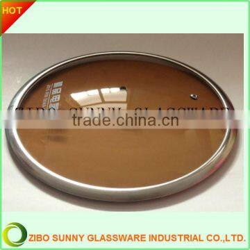 Round Brown color tempered glass pot lid