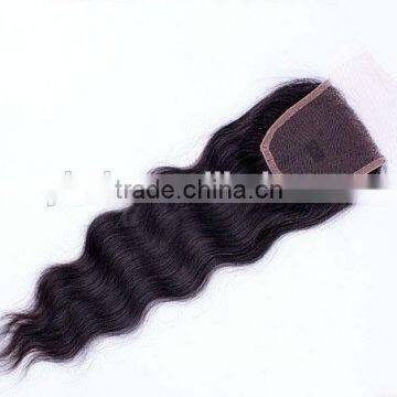 China Factory 18" #1B Natural Body Wave, Middle Parting, Baby hair in front, Peruvian virgin hair lace closure