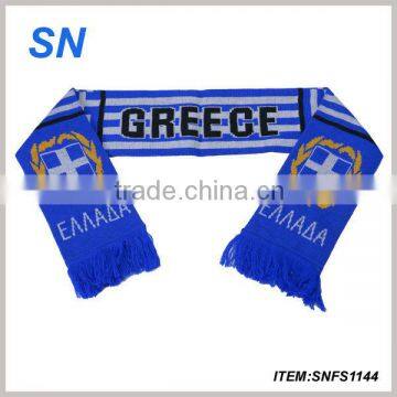 Greece Scarf 100% Acrylic Custom Sport Scarf Football Team Scarf knitted scarf