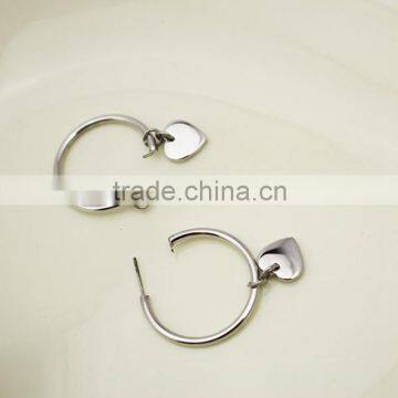 Factory Wholesale Silver Stainless Steel Heart Hoop Earrings