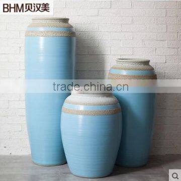 Set of 3 Porcelain Blue Vase Trendy for Wedding Decoration photo-3