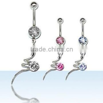 Navel ring,dangling body jewellery,belly button ring, belly body jewelry, navel jewelry, CZ body piercing jewellery, belly ring