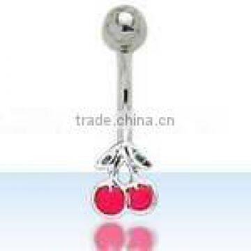 Cherries theme navel ring