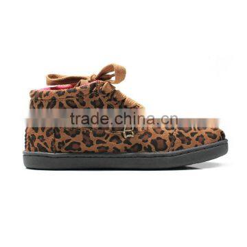 Boys girls shoes canvas casual shoes high cut lace up shoes Leopard pattern