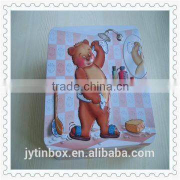 2015 best selling with cute picture square cookie metal tin box