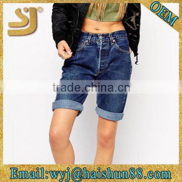 2015 Hot basic spandex garment dye wash basic shorts,denim fashion overalls,hem shorts